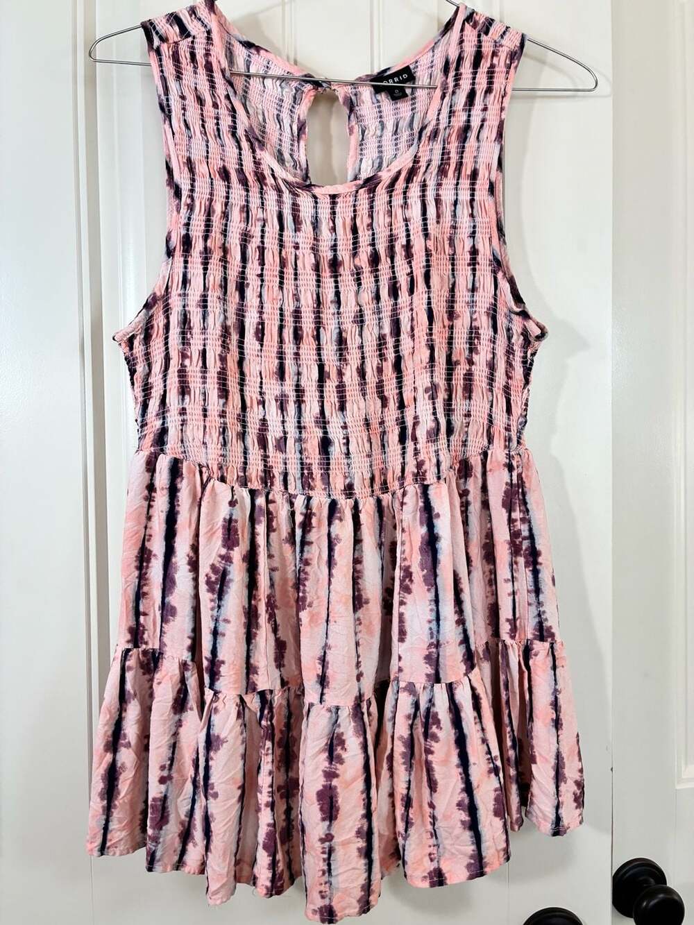 Torrid Rayon Twill Smocked Tiered Sleeveless Top, size 0